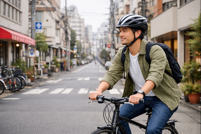 自転車に乗って外出中（画像はイメージです）