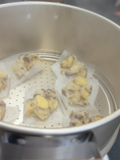 蒸し料理レク_障害者雇用創造センター_デザートの鬼まんじゅう