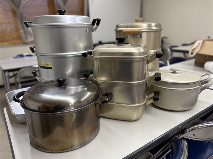 蒸し料理レク_障害者雇用創造センター_大量の蒸し器